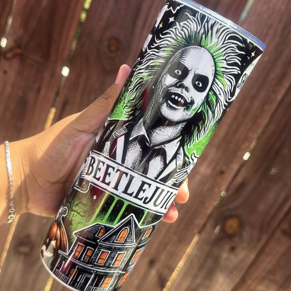 Beetlejuice Themed Tumbler